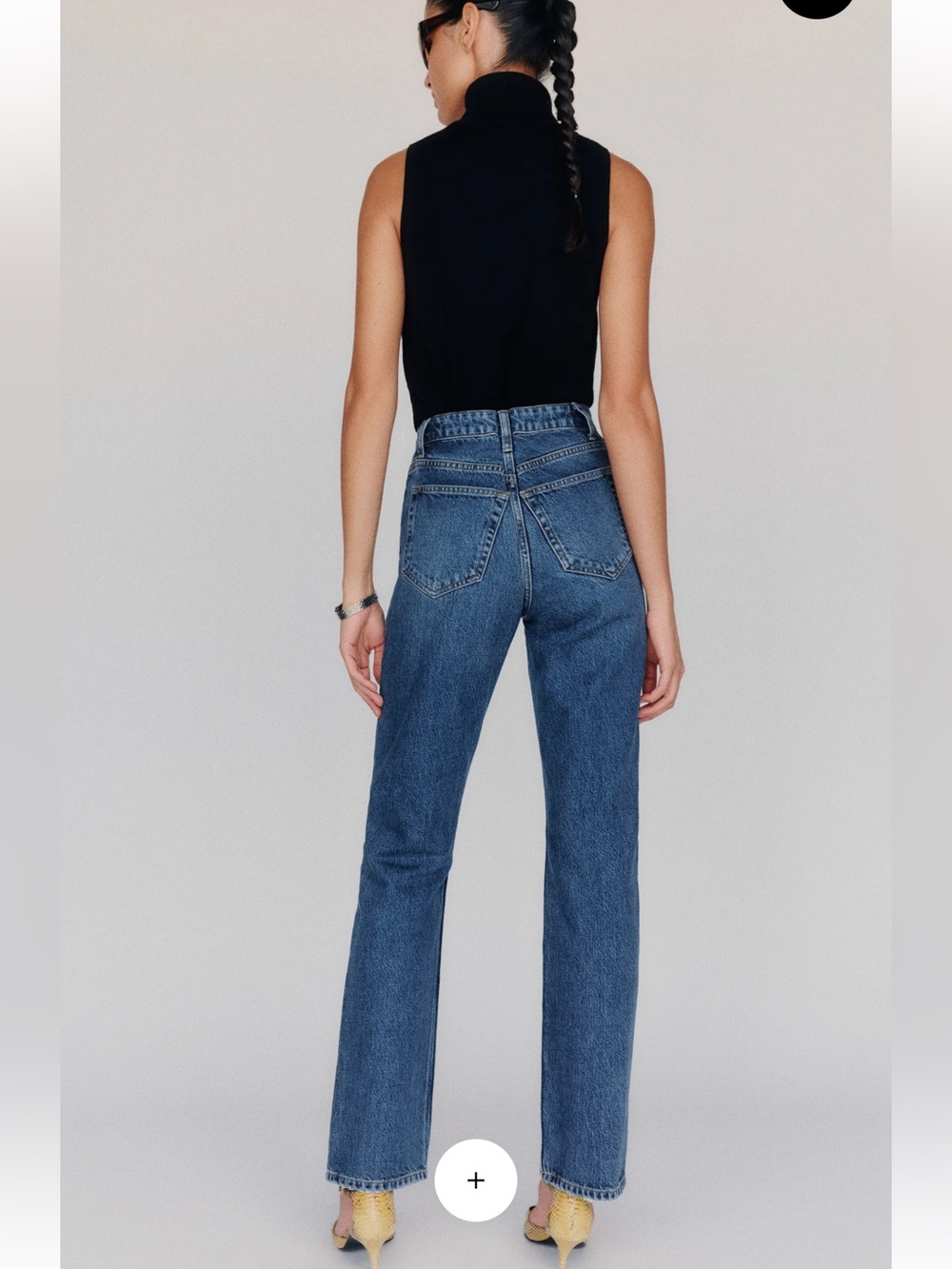 Reformation High Rise Cynthia Cropped Dark Blue Straight Leg Jeans Size 4